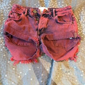 One Teaspoon Red Denim Shorts, Size 23